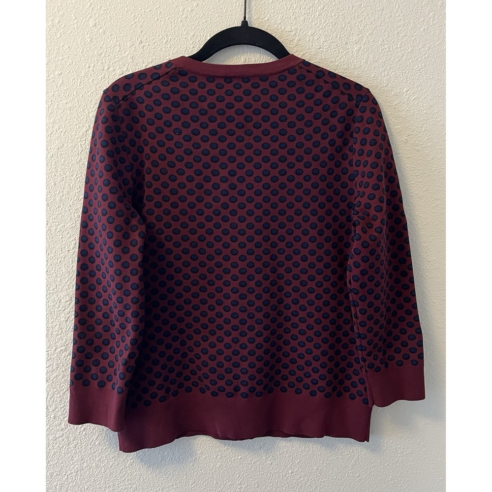 Ann Taylor Burgundy and Navy Polka Dot Cardigan - Picture 7 of 13